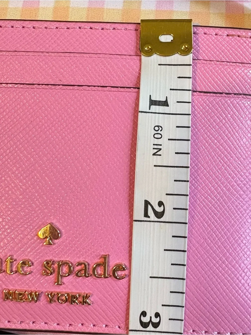 kate spade Pink Leather Card Holder with Gold Logo